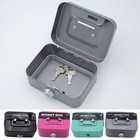 Metal Cash Box Security Safe With Money Tray Key Lock Small Gun Jewelry Storage