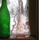Pretty Pink Glass Violin Cello Figural Bottle Made In France 7 1 2 tall