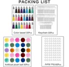 150pc Faux Fur Pom Pom Keychain Set 2 4  Multicolor With Keyrings   Rings