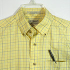 Llbean Button Down Flannel Pocket Men Size S Traditional Fit Plaid Cotton Yellow