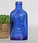 Vintage Milk Of Magnesia Blue Glass Bottle Hand Crafted Old Original  Usa