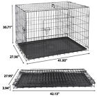  42  Folding Dog Crate Wire Dog Kennel Cage With Tray For Large Dogs In outdoor 