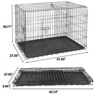 42  Dog Crate Kennel Folding Metal Pet Cage Double Doors With Tray Pan Indoor