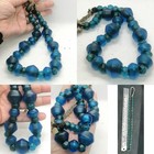 Antique Blue Glass Beads Strand Large Graduated Afghan Trade Beads Necklace