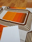 Awesome Rare Vintage Mid Century Retro 70s 60s Org Brn Rectangle Wave Lrg Fabric