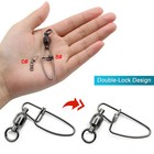 20 50 100pc Ball Bearing Fishing Swivels Snaps Fishing Line Connector 22lb 287lb