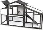 Petscosset Chicken Coop Outdoor Wooden Backyard 2-story Hen House Chicken Run