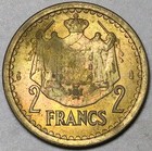 1945 Monaco 2 Francs Prince Louis Ii Gem Bu Paris Mint Coin  26032203r 