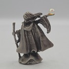 Pewter Vintage Gallo Wicken Witch With Faceted Crystal Sphere Staff