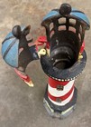 Cast Iron Light House Tea Light Candle Door Stop 17  High Red White Stripe
