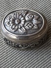 Vintage Sterling Silver Embossed Hallmarked Floral Design 1    Snuff - Pill Box