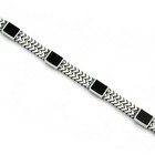Men s 925 Sterling Silver Black Onyx Gemstone 10mm Cuban Curb Chain Bracelet