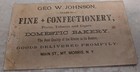  rare  Victorian Trade Card Fine Confectioners  Geo  W  Johnson Mount Morris Ny