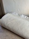 Large Old Vintage Wool Blanket Desirable Solid Cream Color Textile    