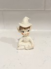 Vintage Artmark Or Lefton Pixie Elf Figurine Iredescent Opalescent Luster White