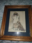 Bessie Pease Gutmann Wood Framed Print In Distress Girl With Dog 8 X 10 Vintage