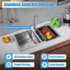 Double Bowl Composite Drop-in Kitchen Sink 2 Bowl Set Stainless Steel