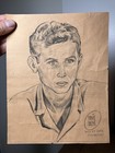 Ernie Bache Pencil Drawing 1945 Mans Portrait Original Paper Fine Vintage Signed