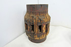 Antique Wagon Wheel Hub Heavy Wood   Iron Spokes Vintage 12 In Tall 12 Lbs