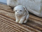 Japanese Netsuke Seated Puppy Dog Signed     Finely Hand Carved