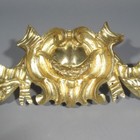 Large Antique French Gilded Bronze Furniture Pediment Decoration Shield   Laurel