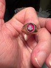 3rd Degree Masonic Ring  Ruby With Square And Compass  10k Yg  Size 7 3 4