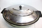 Vintage Art Deco Jadeite Green Enameled Roaster Metal Lid Bakelite Knob