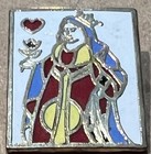 Htf Card Metal Enamel Realistic Queen Of Hearts  Button Gold Detail 5 8    Game