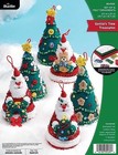 Bucilla Felt Applique 6 Piece Ornament Making Kit Santa s Tree Treasures