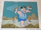 1966 Flintstones Production Cel Of Fred Hand Painted Series Background Signed