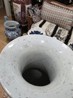 Antique Chinese Blue   White Porcelain Vase Hand Painted Figures 17  Tall