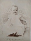 Antique Cabinet Card Photo Saml Scott Birmingham  Baby Infant White Wicker Chair