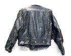 1950s Leather Motorcycle Jacket  Black With Decorations  Small