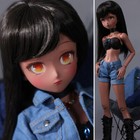 Dark Skin 1 4 Bjd Doll Resin Joint Sexy Girl Cartoon Eyes Makeup Wig Full Set