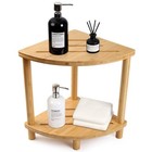 2-tier Bamboo Shower Stool Bench For Corner  Waterproof Bath Seat  Spa Decor