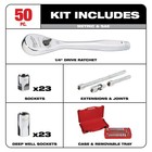 Milwaukee 48-22-9004 1 4-inch Drive Sae And Metric Ratchet And Socket Set - 50pc