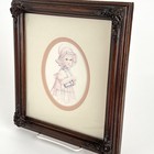 2 1970   s Vintage Jan Hagara Solid Wood Framed Wall Art Prints Girls In Hats