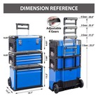 Jack Boss Stackable Rolling Tool Box Portable Metal Toolbox Organizer blue