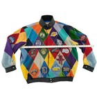 Jeff Hamilton Rare 8xl Nba Teams Logo Patch Jacket  Blue Lining Vintage