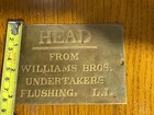 Antique Copper Undertakers Head Burial Funeral Plaque