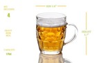 1 Pint Dimpled Beer Mug Set Of 4 - Heavy British Pub Thick Glass With Handle    