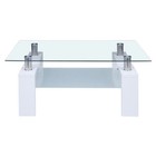 39  Tempered Glass Coffee Table 2-layer Rectangle Tables Shelf For Living Room