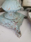 Omg Fab  Vintage Antique Aqua Cast Iron Candle Holder Stand Decor 14 5 