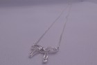 Tilffany c0  Diamond bow Necklace Ribbon Pendant Platinum 16in 41   