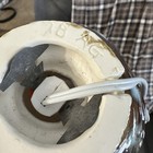 Vintage Handmade Ceramic Owl Night Light Lamp Yellow White Signed By Artist 1978