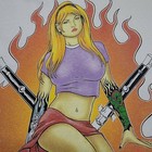 Vtg The Flys Rock Band T Shirt Men Xl Babe Pin Up Flame Sword 90s Distress Read