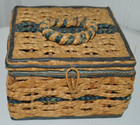 Vintage Square Sewing Basket W 12 Vtg Wood Spools Thread Satin Pin Cushion Japan
