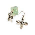 New Barse Sterling Cross Drop Earrings Scroll Rope 925 New On Earring Card