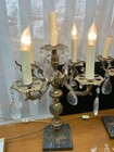 Pair Of Vintage Ornate Cast Brass Candelabra Table Lamps 5 Light W  Marble Base