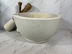 Antique Huge 10    Tm   S Mortar Stoneware Acid Proof Apothecary Bowl   2 Pestles 
